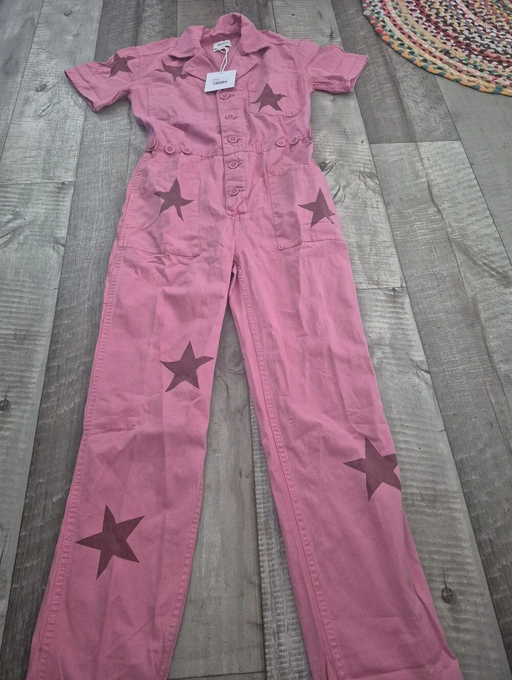 Pistola Grover Star Print Field Jumpsuit Pink Relaxed Fit XXL NWT - Picture 4 of 8
